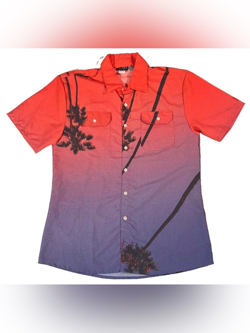 Michelob Ultra x Maluma Button Up Shirt Large Sunset Palm Trees Tropical